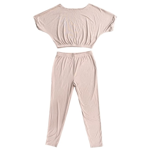 NWT 2 Piece Khaki Comfy Casual Outfit, Pants and Shirt - Picture 3 of 10